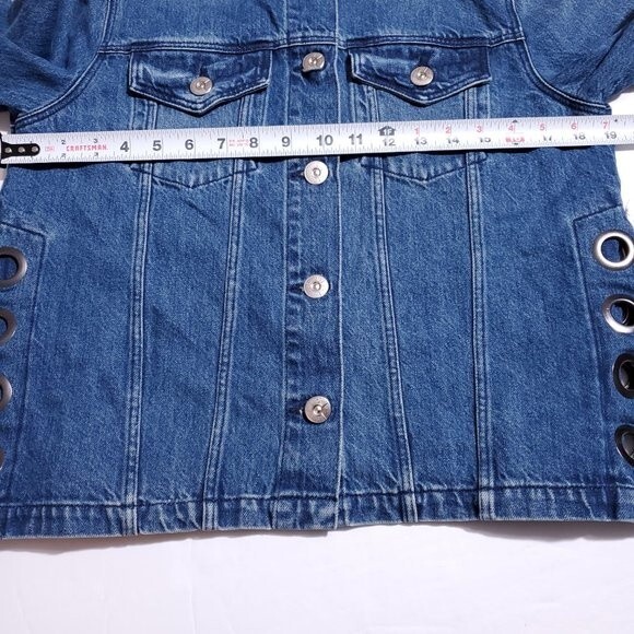 3x1 Hollow Denim Jean Jacket Blue Women's Size Medium Dita Grommets Slouchy - Picture 9 of 13